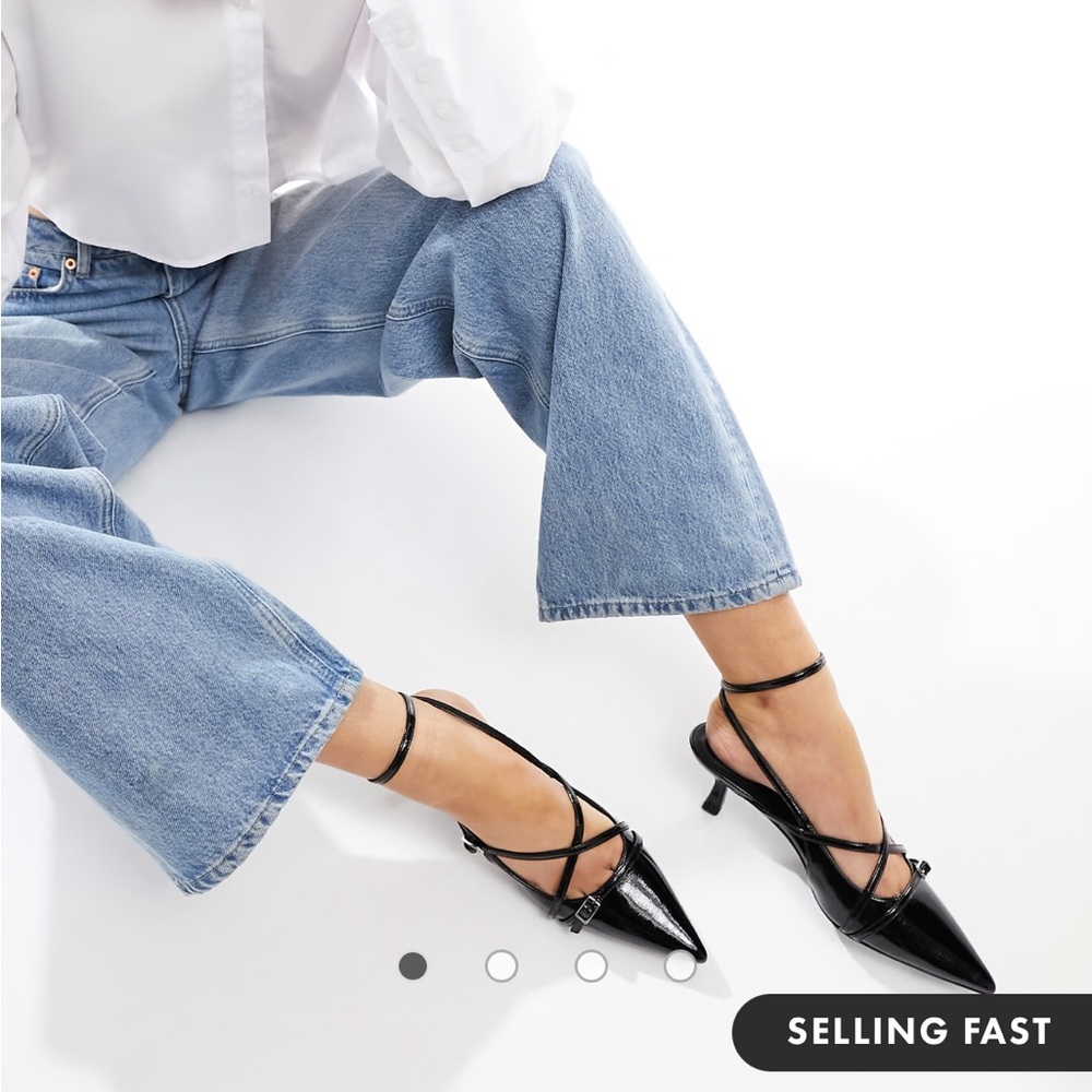 ASOS Design black buckle detail kitten heels